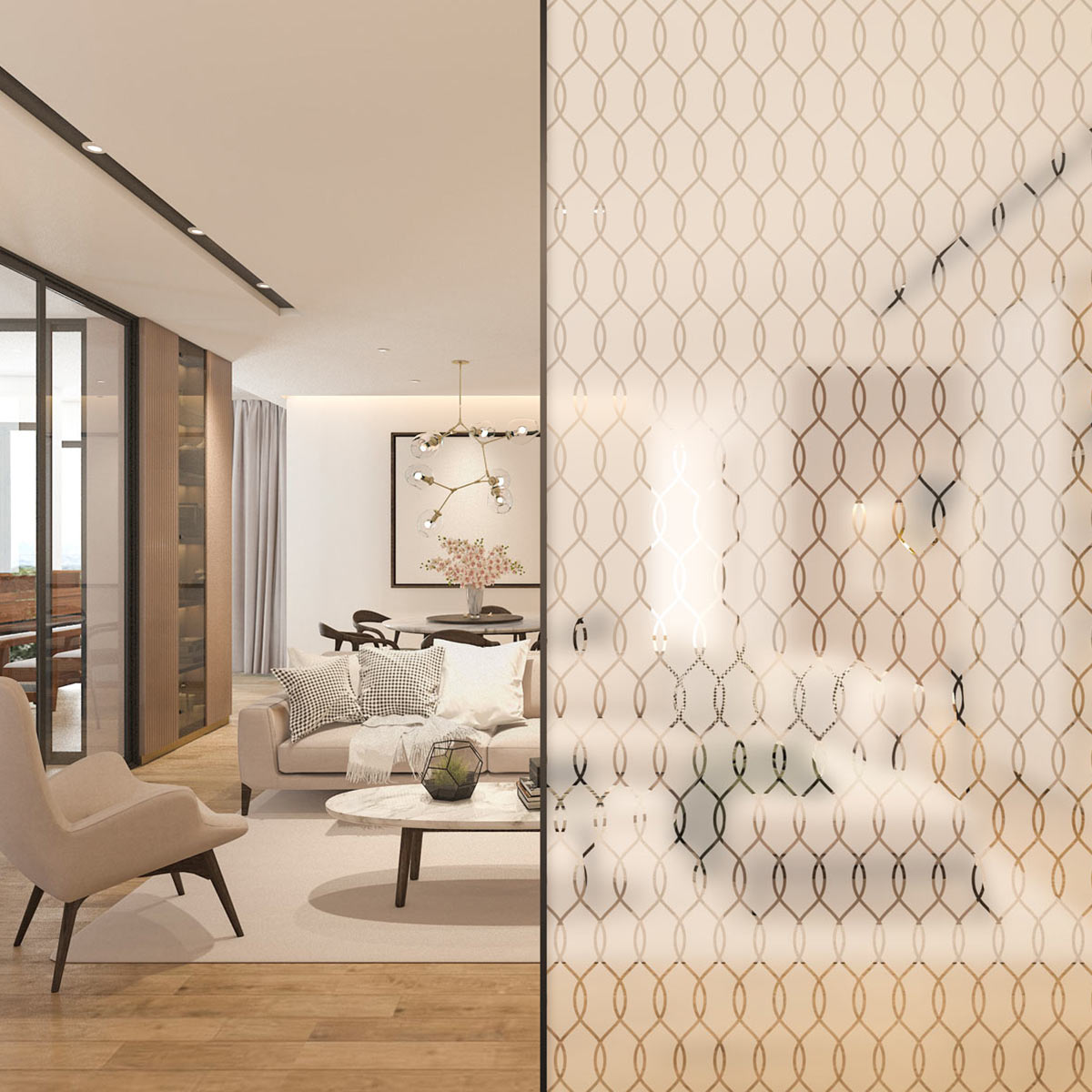 Sandstrahlfolie Curved Lines